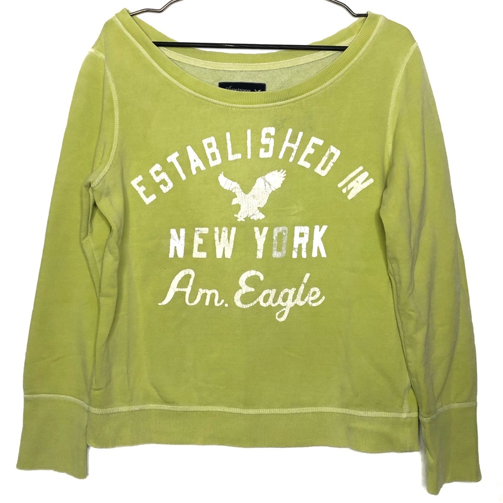 American Eagle Off The Shoulder Yellow Sweatshirt
